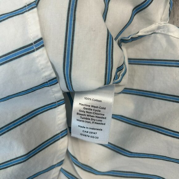 Talbots White Blue Stripe Long Sleeve Button Down Q33 - Picture 4 of 6